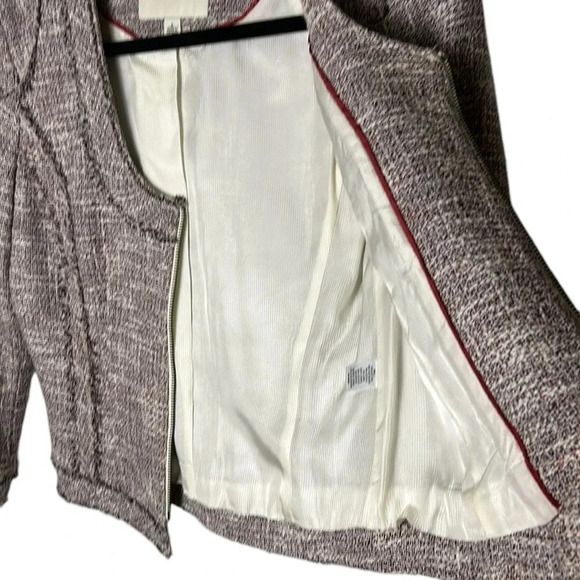 BR linen blend blazer,fray,tweed,scoop,zip,preppy clueless,academia,career,EC - Picture 6 of 14